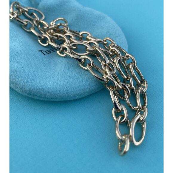Tiffany & Co. 18K Gold 27 Clasping Links Necklace Choker 4 Charms 15.3” Pristine - Picture 13 of 16